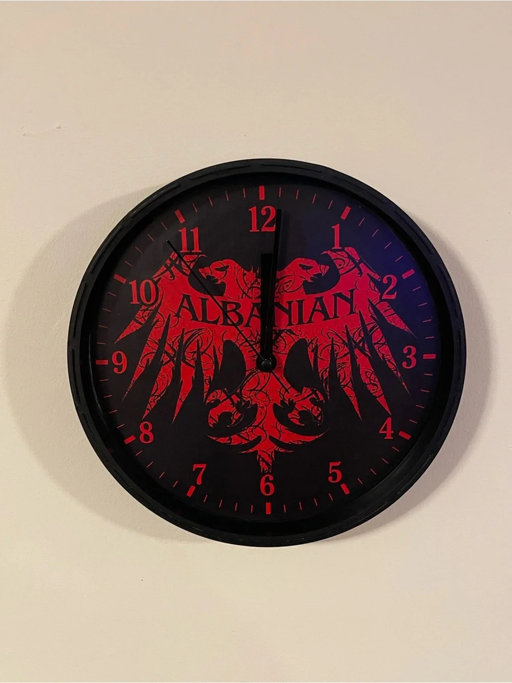 Red and Black Wall Clock - Crest Design
